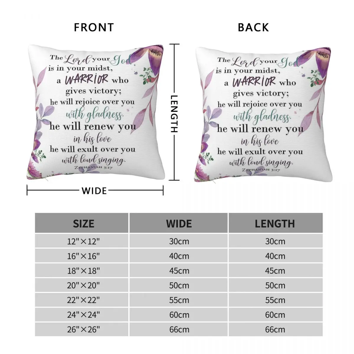 Floral Bible Verses Square Pillowcase Polyester Linen Velvet Creative Zip Decor Throw Pillow Case Home Cushion Cover