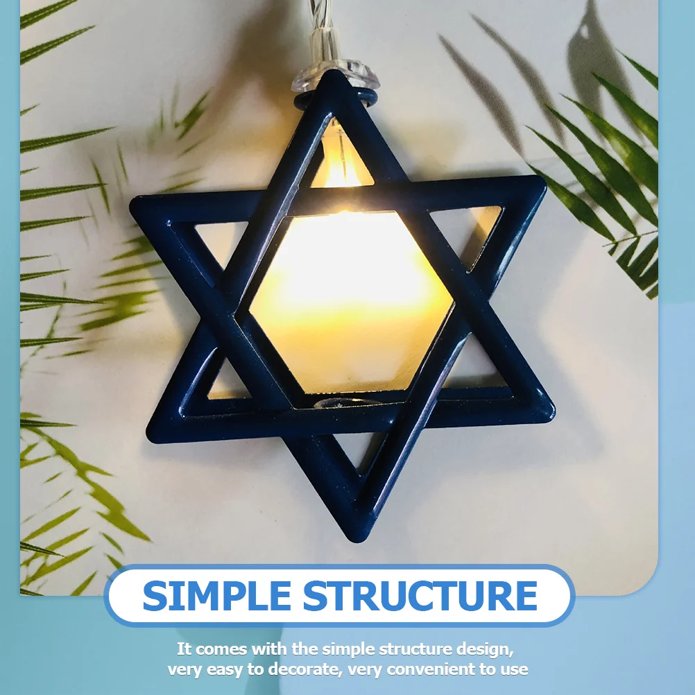 Judaical Chanukah Light Holiday Decorations Holder Hanukkah Indoor String Lights LED Blue