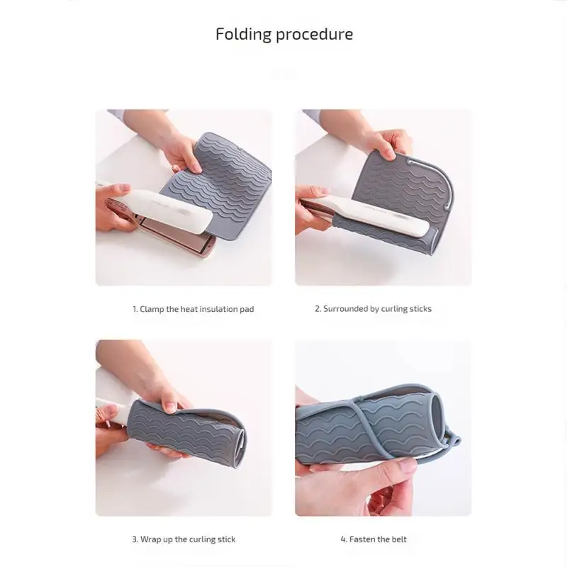 Silicone Heat Resistant Mat Pouch for Curling Iron Hair Professional Styling Tool Anti-heat Mats for Hair Straightener Curling