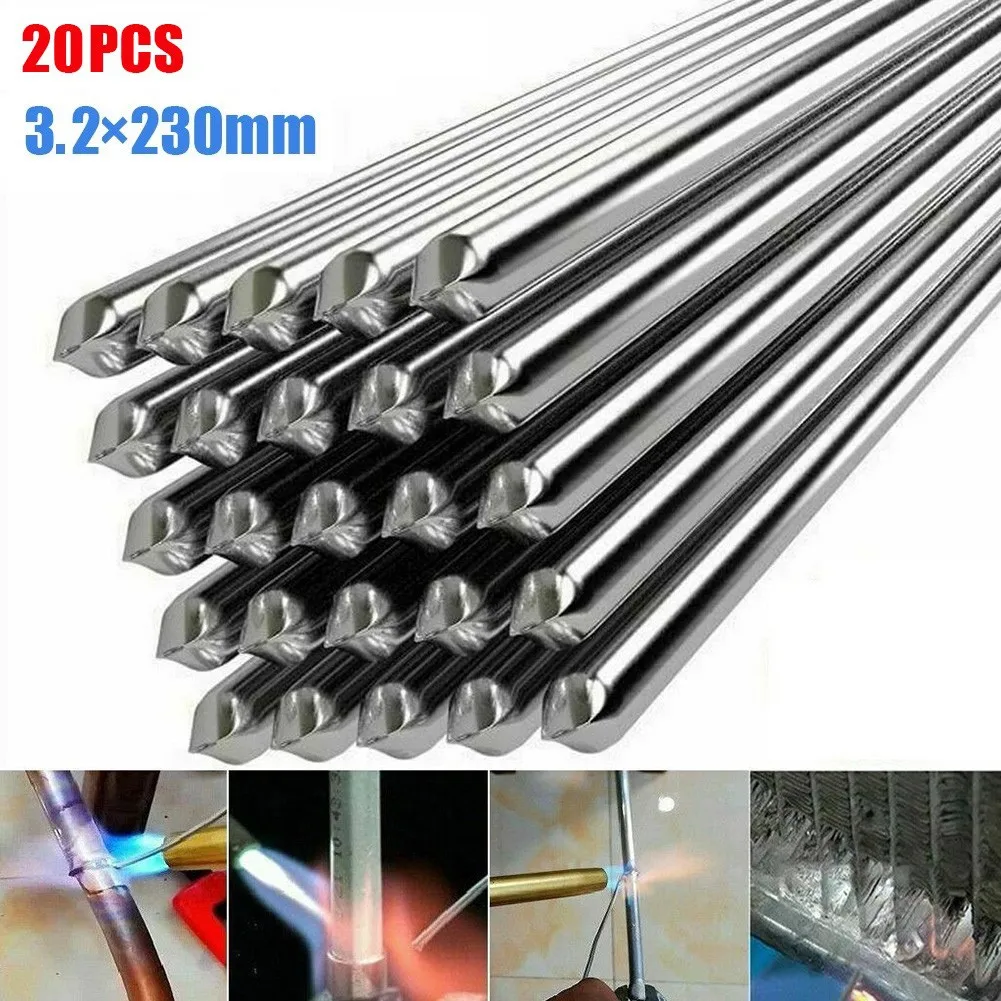 20PCS 3.2x230mm Welding Rods Copper Aluminum Iron Stainless Steel Cored Welding Rod Solder Wire Electrode No Need Solder Powder