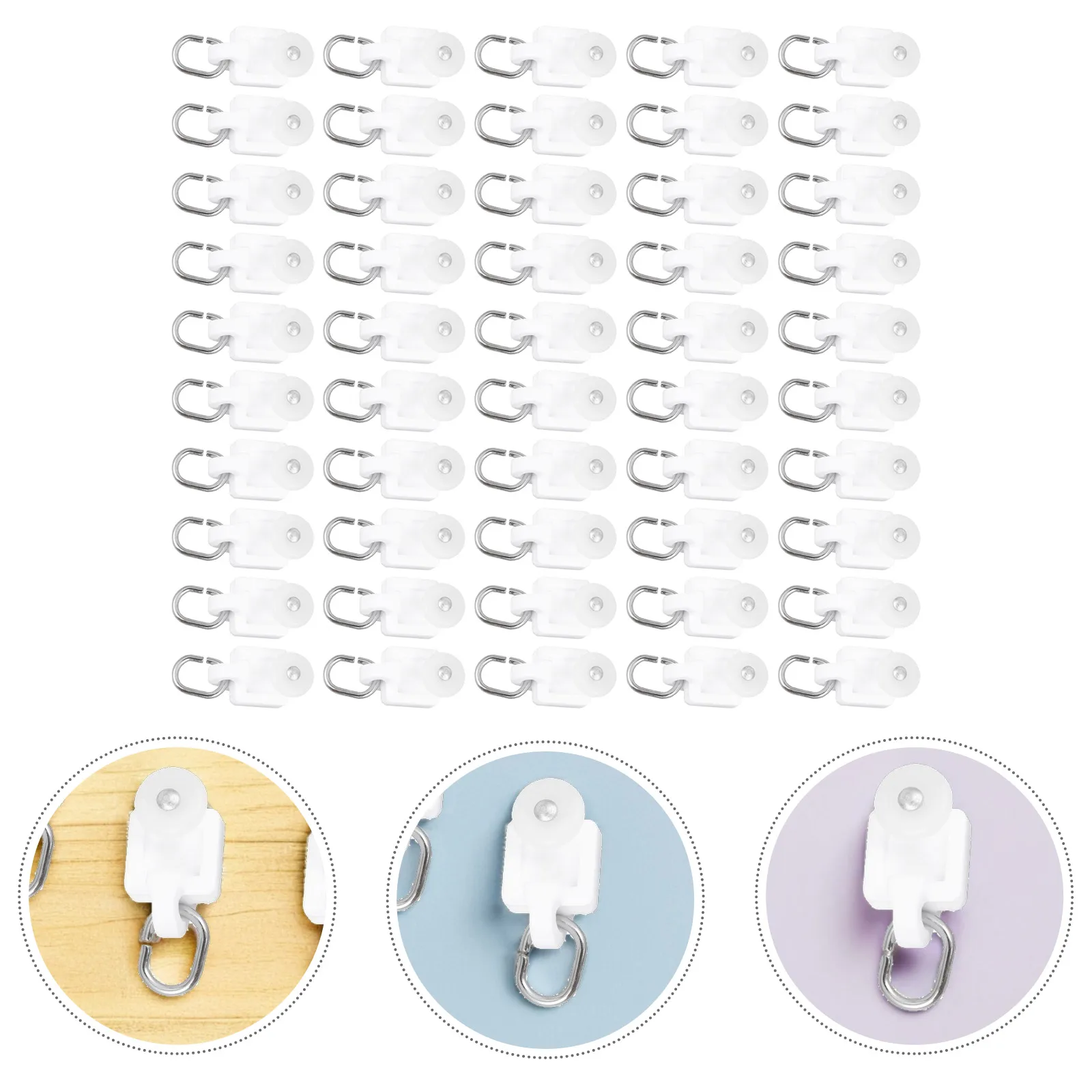 

100Pcs Curtain Track Pulley Hook Premium PVC Alloy Curtain Rollers Smooth Glide for Curtains Window Bedroom Accessories