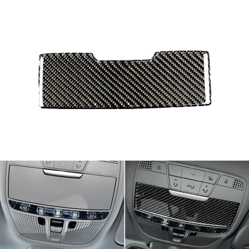 For Mercedes Benz C Class W205 C180 C200 C300 GLC260 Carbon Fiber Front Reading Light Panel Sunglasses Box Cover Sticker Trim