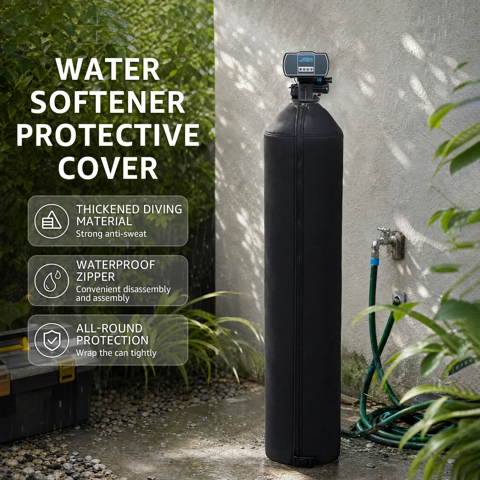 Water Softener Tank Cover Weatherproof Water Softener Insulated Cover with Zipper Water Tank Protector for 10
