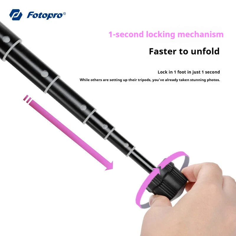 Fotopro FY-830+42QF 컴팩트하고 분리 가능한 퀵 릴리스 메커니즘을 갖춘 모노포드 – 콘서트 카메라 삼각대 및 휴대폰 마운트