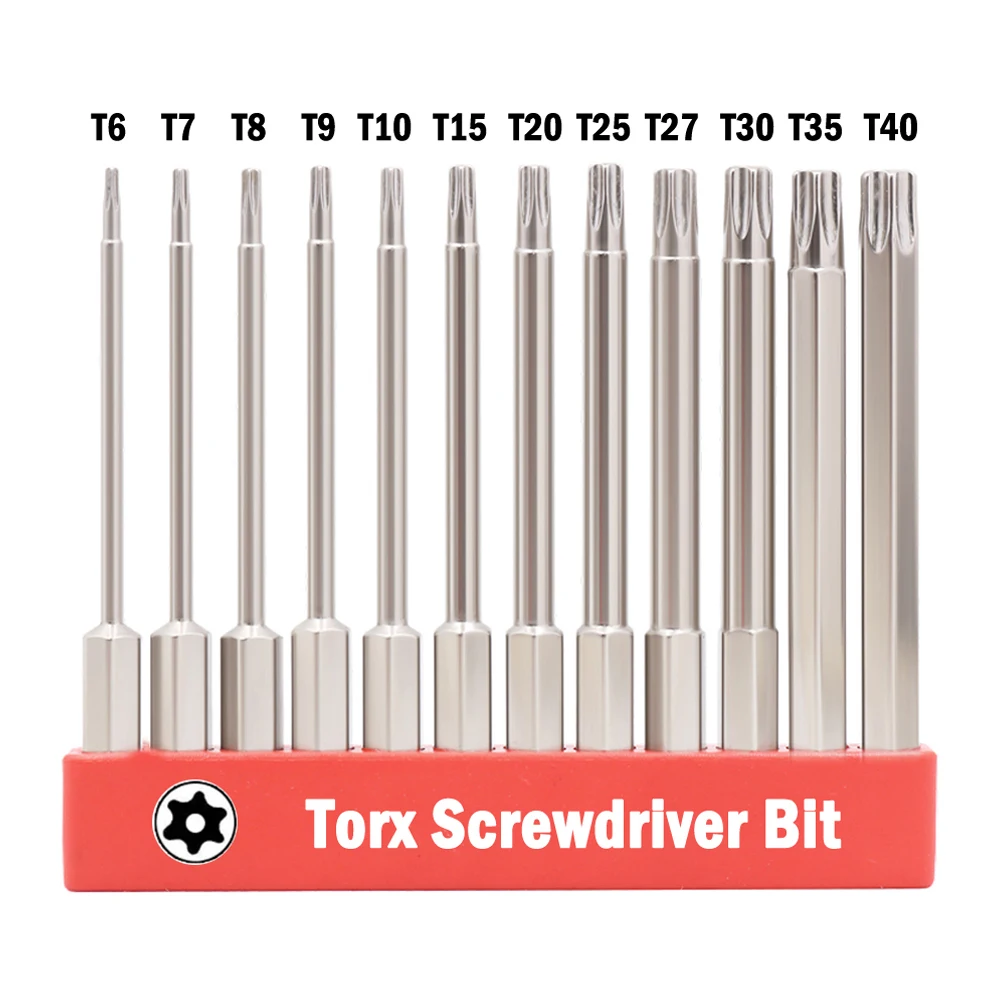 75mm Hollow Torx Screwdriver Bits 1/4 Inch Hex Shank Magnetic Head Screw Driver Bits T6-T40Hole For Electric Drills Screwdrivers