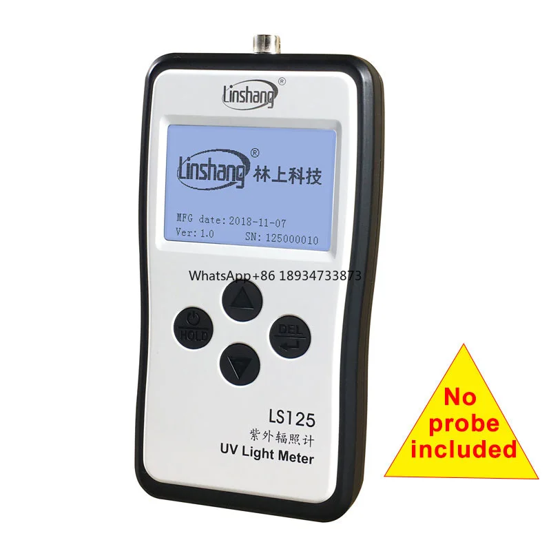 Linshang LS125 UV light meter test ultraviolet power UV intensity energy for 254nm 365nm 395nm UVA UVB UVCLED Waterproof sensor