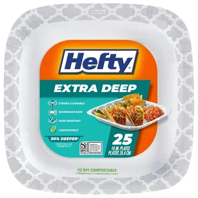 

Extra Deep Square Disposable Plates 10" - 25ct