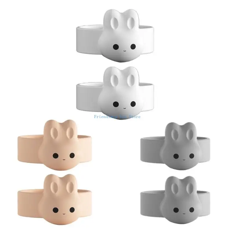 

F1CB Silicone Spoon Fixer Milk Powder SpoonScoop Holder Cartoon Rabbit Spoon Non-Stick Ring Baby Tableware Product
