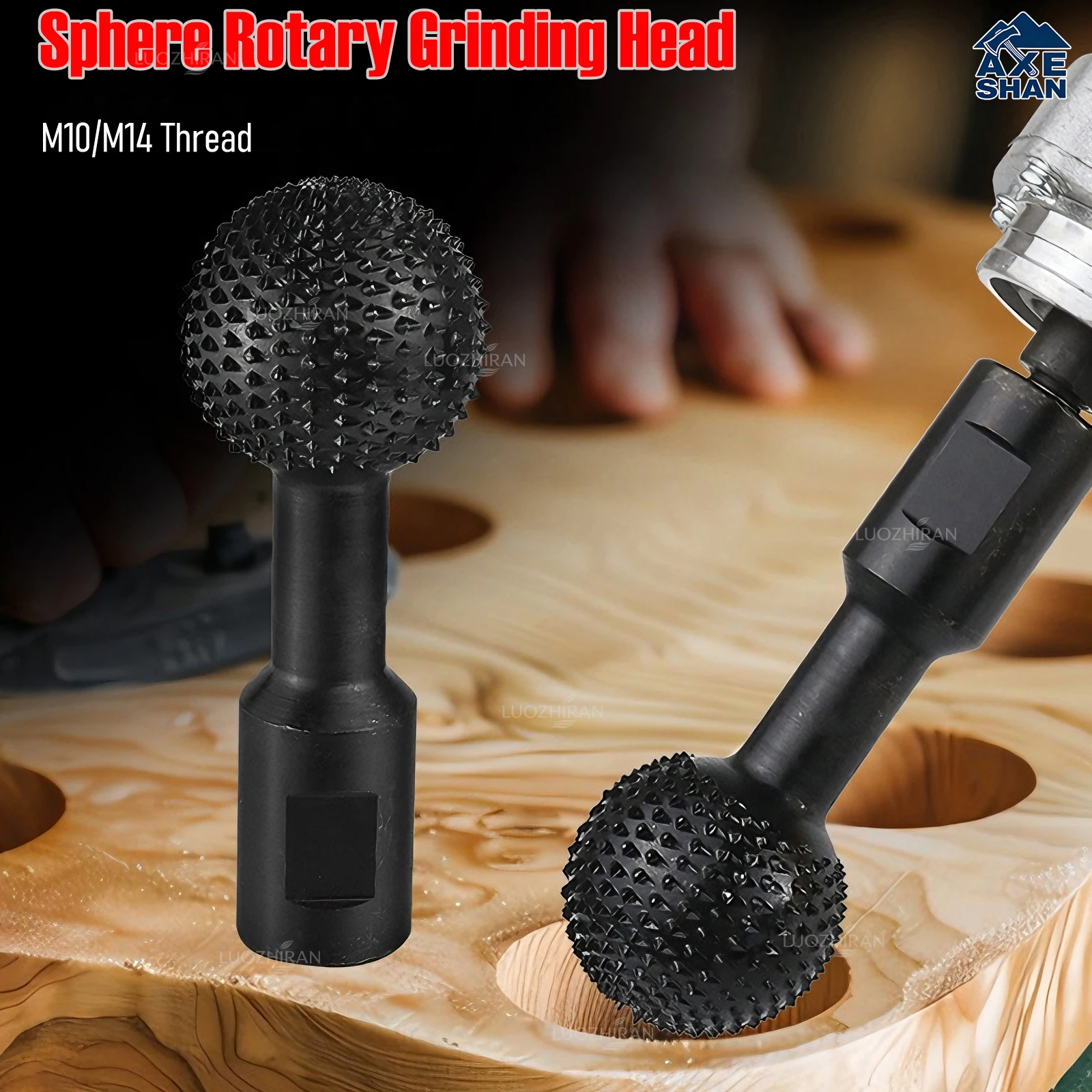 

M10/M14 Thread Angle Grinder Rotary Burr File Sphere Grinding Head for Woodworking Slotting Engraving Polishing Carving Tools