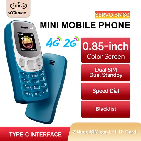 โทรศัพท์มือถือ SERVO BM80 2G VS 4G รุ่นมินิ รองรับสองซิม โทรด่วน บันทึกการโทรอัตโนมัติ บล็อกเบอร์ แปลงเสียง โทรศัพท์มือถือขนาดเล็ก ช่องเสียบ Type-C