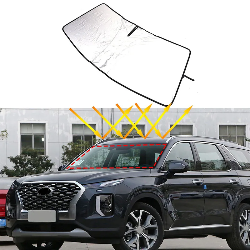 

For Hyundai Palisade Car Front Windshield Sunshade Visors UV Cover Silver Tape Auto Sunshield Sunscreen Curtain Accessories