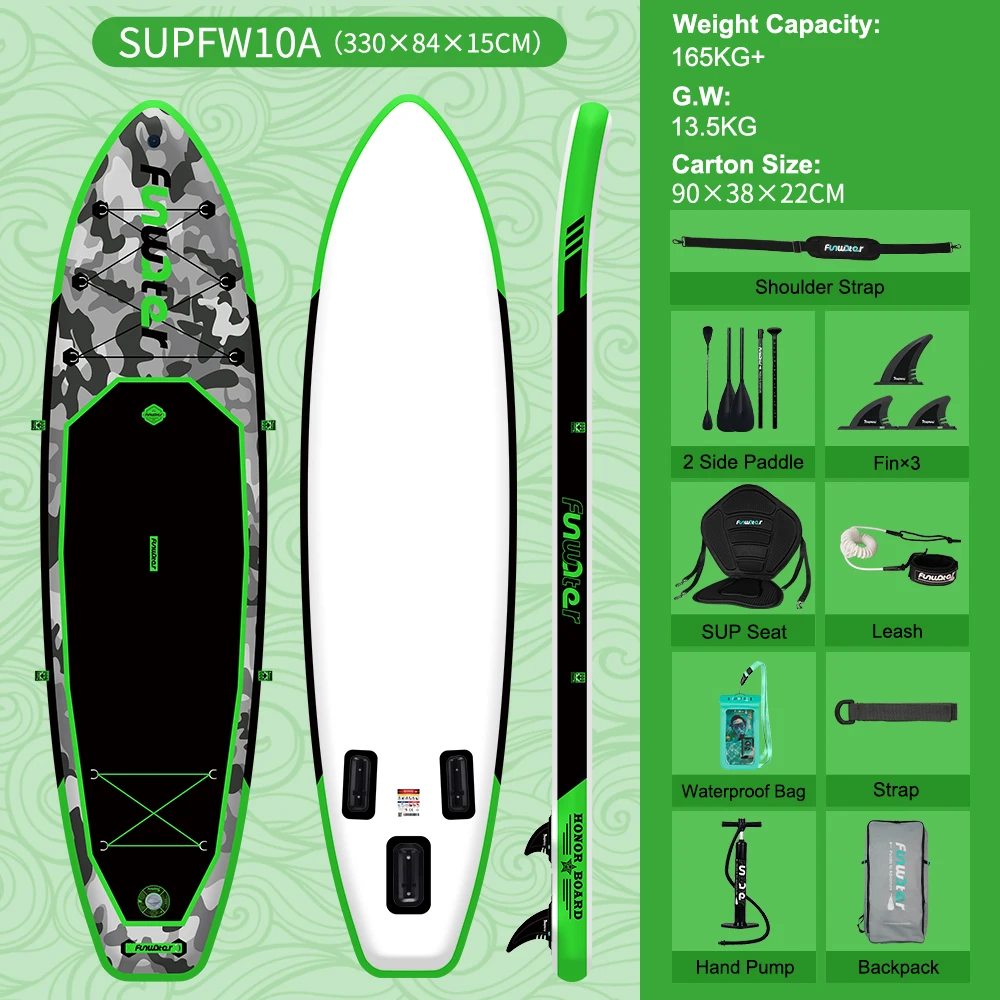 Funwater Stand Up Paddle Board Surfboard Inflatable Stand Up Paddling Board Surfing Sup Board Max Load 330 Pounds with Accessory