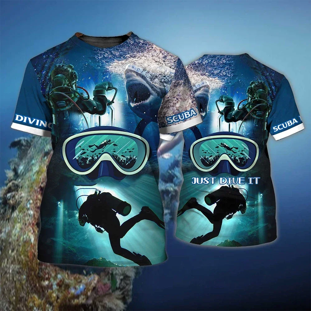 

Ocean Explore SCUBA Diving Tracksuits Fashion 3D Dive Graphic T Shirt For Men Extreme Sports Short Sleeve Unisex Tops Tee Shirts