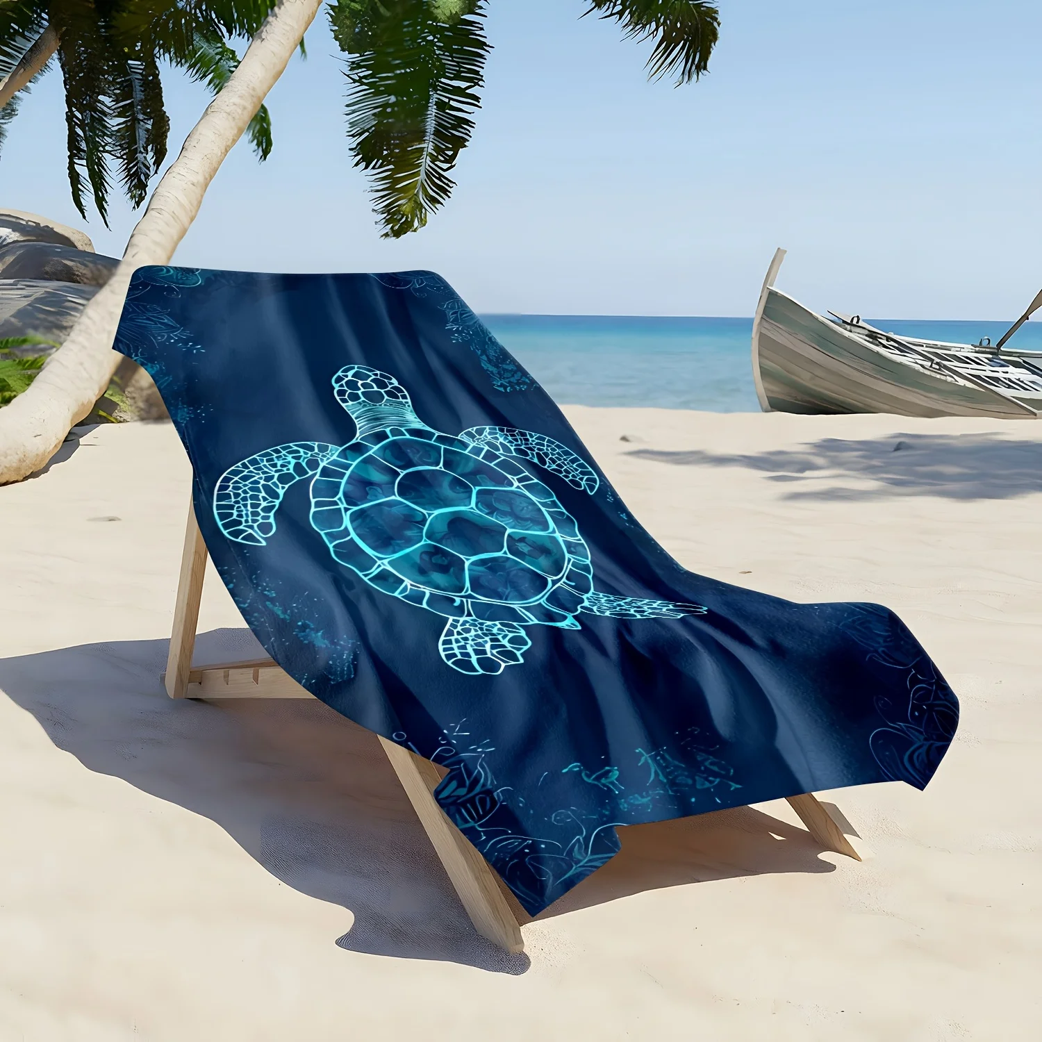 1pc Turtle Print Beach Towel-Oversized, Absorbent Microfiber, Quick Dry, Ideal for Travel, Swimming, Surfing Bath Towel