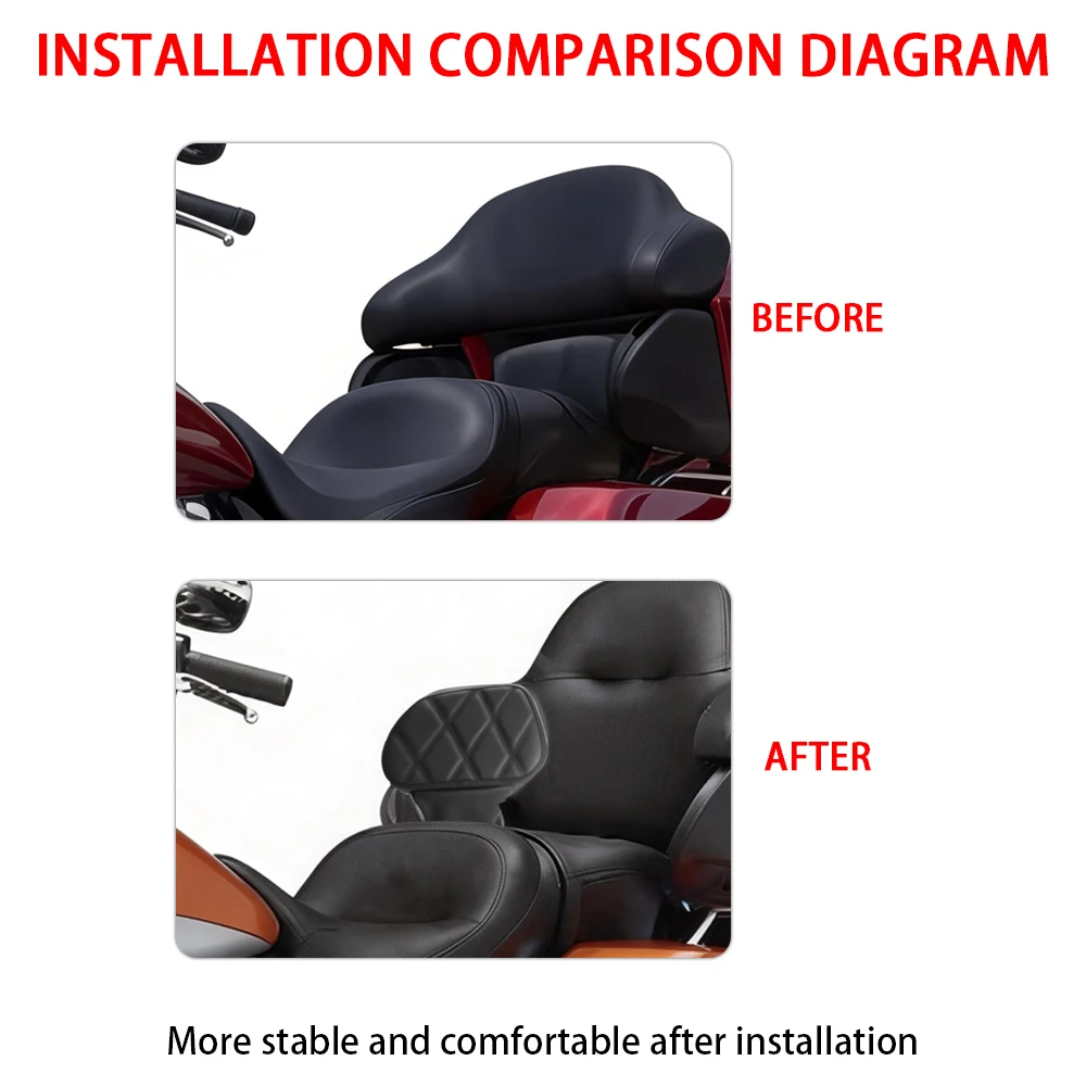 

Fit For Harley Touring Street Glide Road King 2009 - 2025 Motorcycles Black Leather Adjustable Driver Backrest Sissy Bar Pad