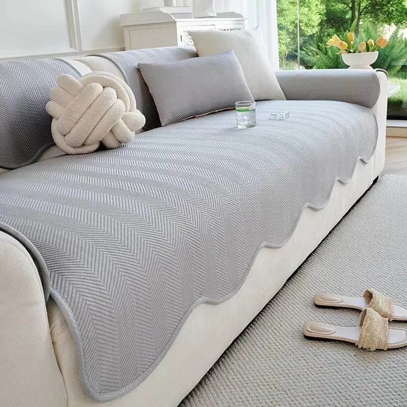 Ice Silky Summer Sofa Cushion Cover, Cooling Breathable Non-Slip Couch Pad Living Room Home Decor 1pc
