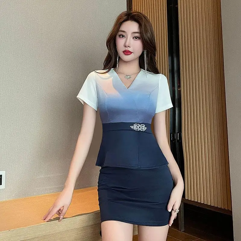 Ladies Workwear Set Hotel Waiter Beauty Salon Spa Coffee Sexy Foot Bath Sauna Technician Overall New Chinese Uniform