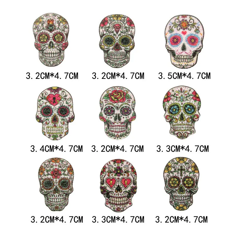 100 Stück heiß begehrte glänzende Totenkopf-Applikationen für DIY-Kleidung, Hut-Aufnäher und Dekoration – Detail 5