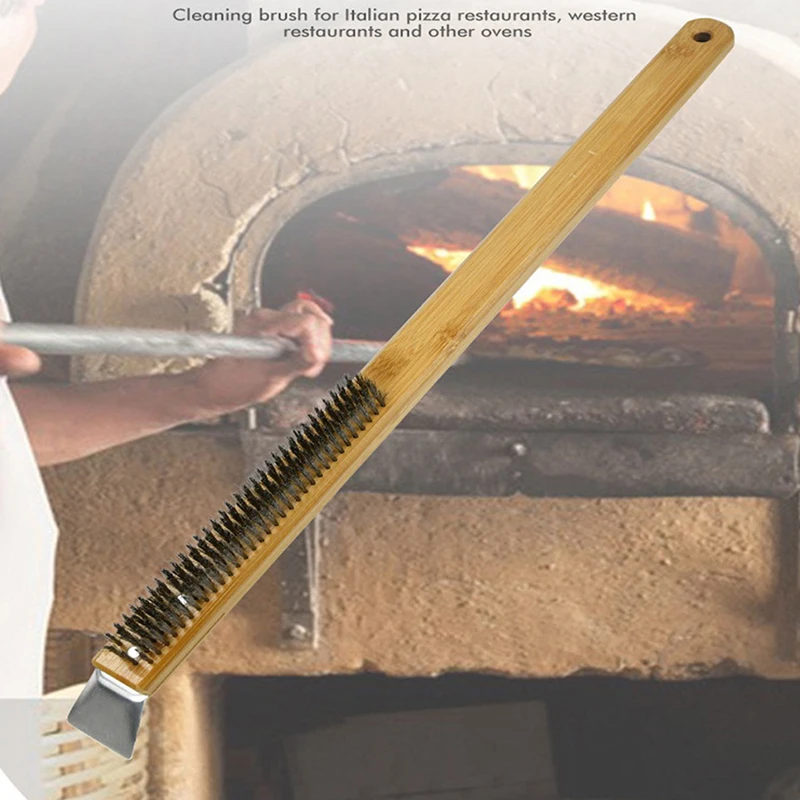 Pizza Oven Brush Wooden Handle Grill Scraper Household Cleaning Brush Pizza Tool For  Oven Cleaner