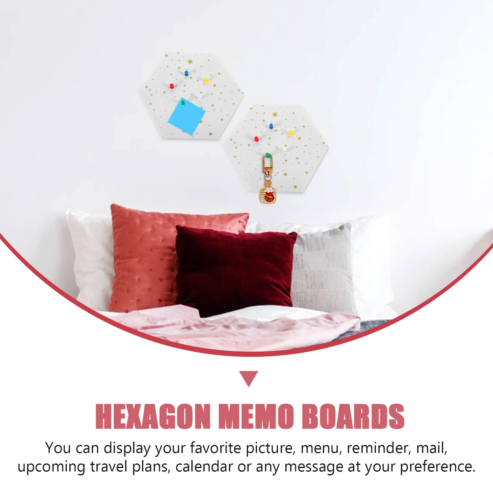 

2Pcs Hexagon Felt Wall Boards Memo Pin Boards Self Adhesive Photo Display Notice Board Home Office Wall Decor Hexagon Felt Board