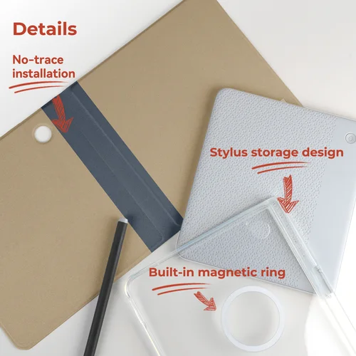 Imagen 2 del producto Funda magnética desmontable Twosheep para Kobo Libra Colour Kobo Libra2 con ranura para lápiz, parte trasera transparente, estilo cuaderno