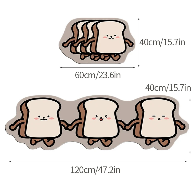 Cartoon Kitchen Floor Mat Absorbent Kitchen Rug Crystal Velvet Pad Bath Pad Anti-Slip Carpet Entrance Doormat Long Strip Carpet