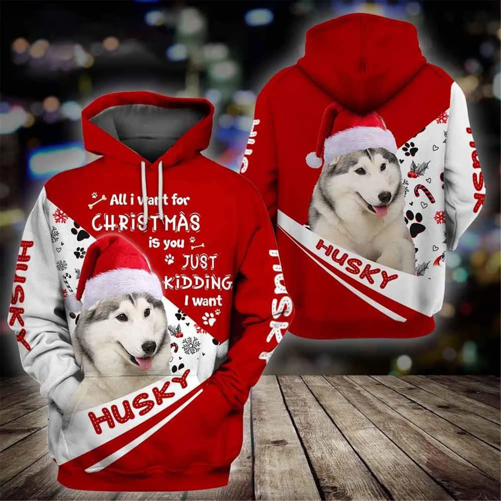 

HX Husky Christmas Hoodies Animals Dogs 3D Printed Hoodie Casual Sportswear Mens for Women Clothing Xmas Gifts Dropshipping