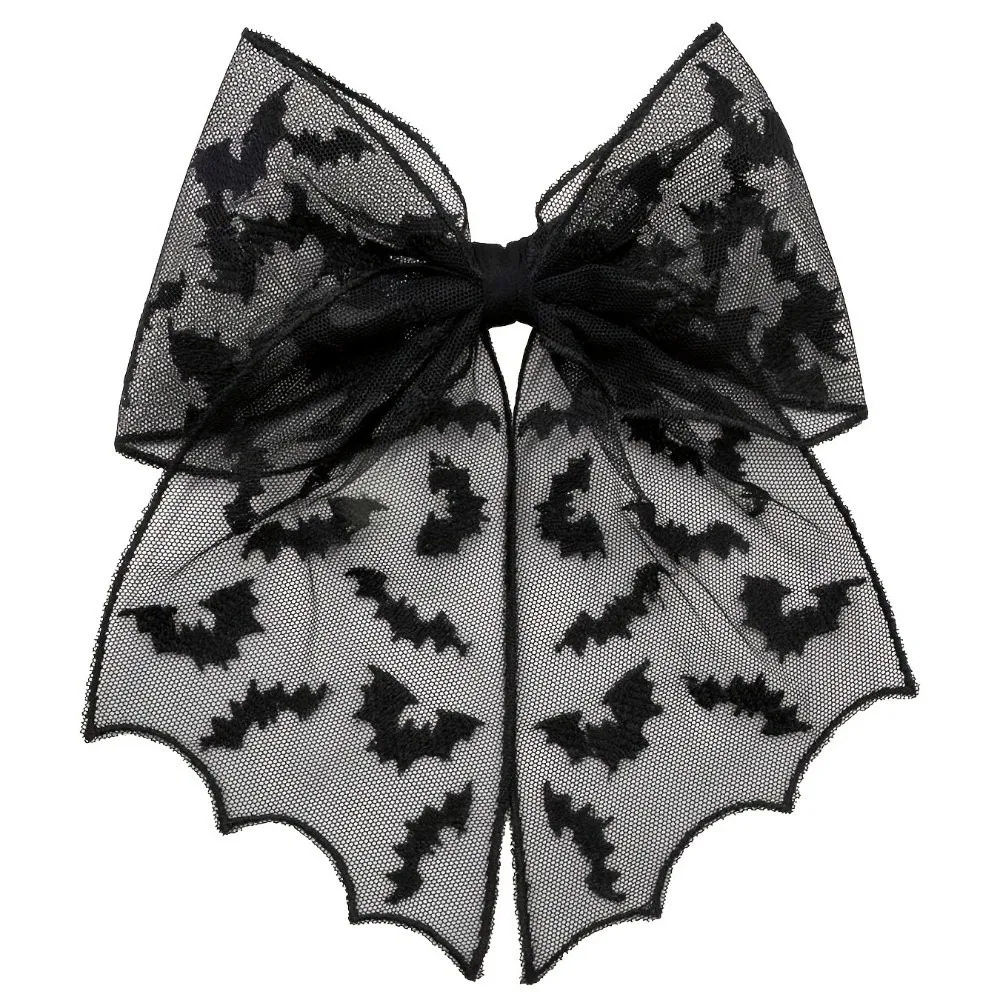 

Portable Star Spider Web Hair Clip Lace Spring Clip Bat Head Veil Elegant Gothic Halloween Hairpin Masquerades