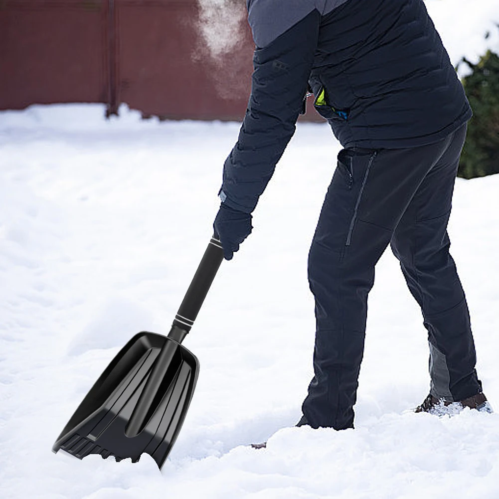مجرفة ثلج للطوارئ ذات سعة كبيرة ومكنسة ثلج من سبائك الألومنيوم لإزالة ثلج السيارة، قابلة للفصل