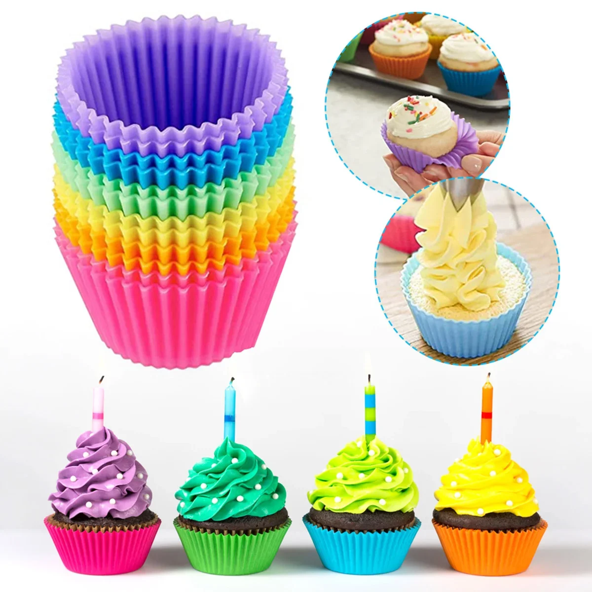 1pc Circular High-temperature Resistant Silicone Small Cake Cup Mold Pudding Jelly Cup Air Fryer Baking Pastry Kitchen Mold