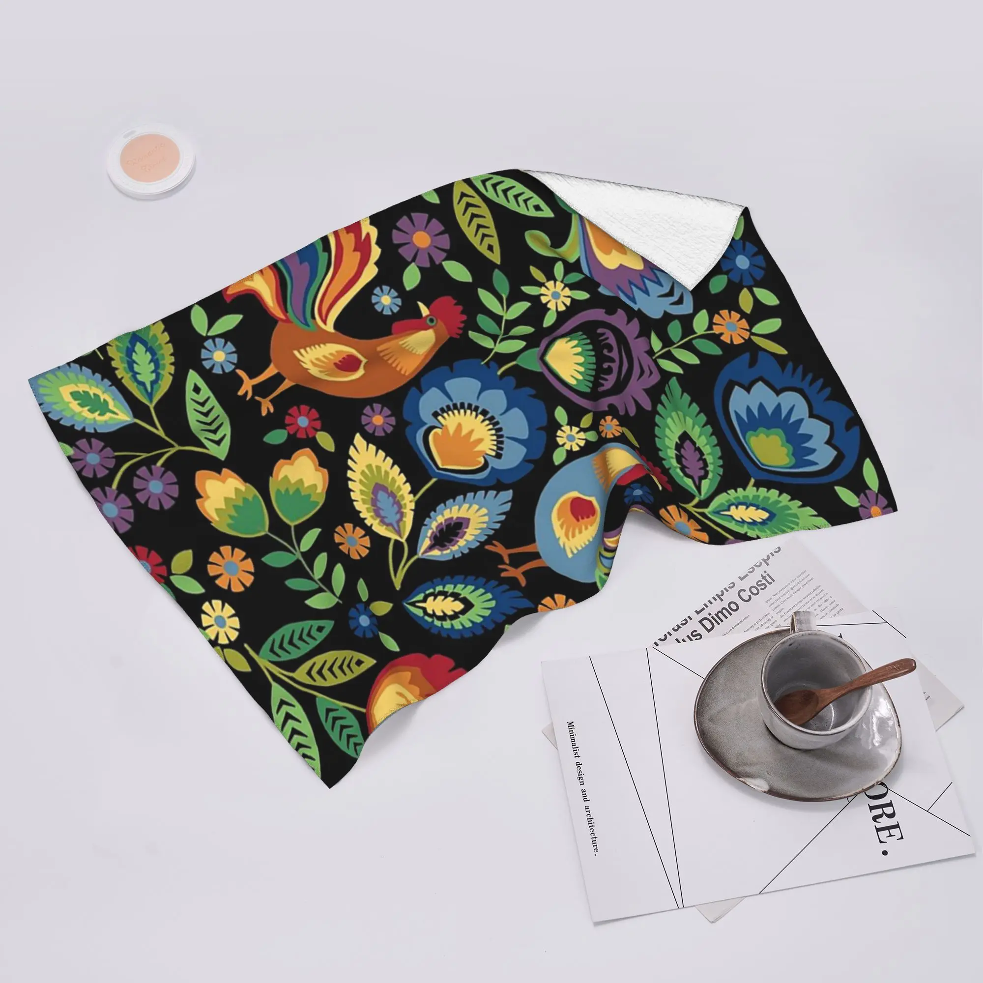Custom Polish Folk Roosters Soft Face Towel Quick Dry Pool Bath Cotton Towels Breathable