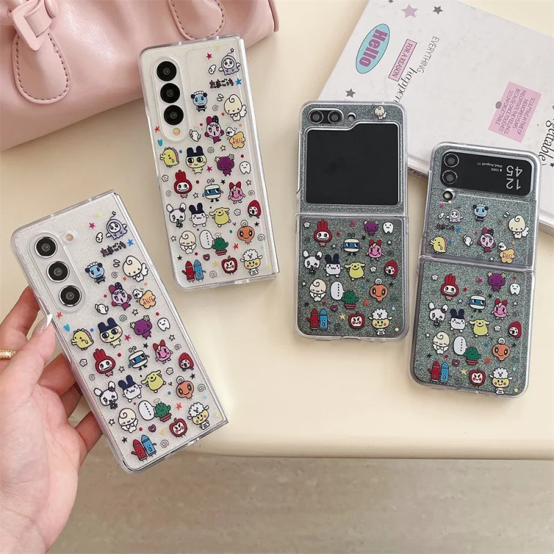 

Cartoon Stickers Phone Case for Samsung Galaxy Z Flip 7 6 5 4 Protective Back Cover for ZFlip5 ZFlip6 ZFlip7 Case Shell