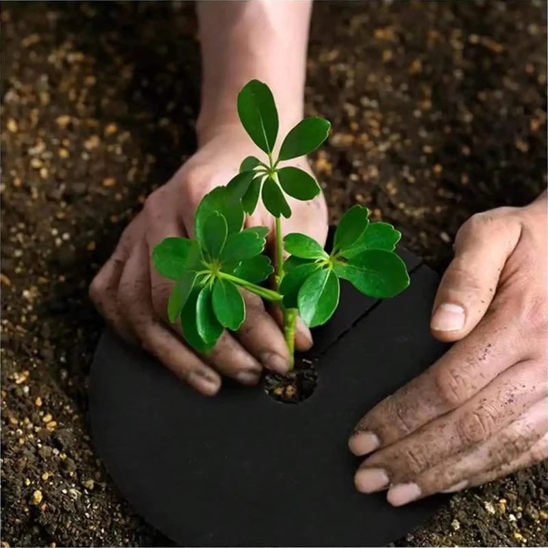5Pcs Non-Woven Tree Mulch Ring Weed Control Mat Landscape Fabric Anti-Grass Root Protector Barrier Garden Plant Cover 15-62cm
