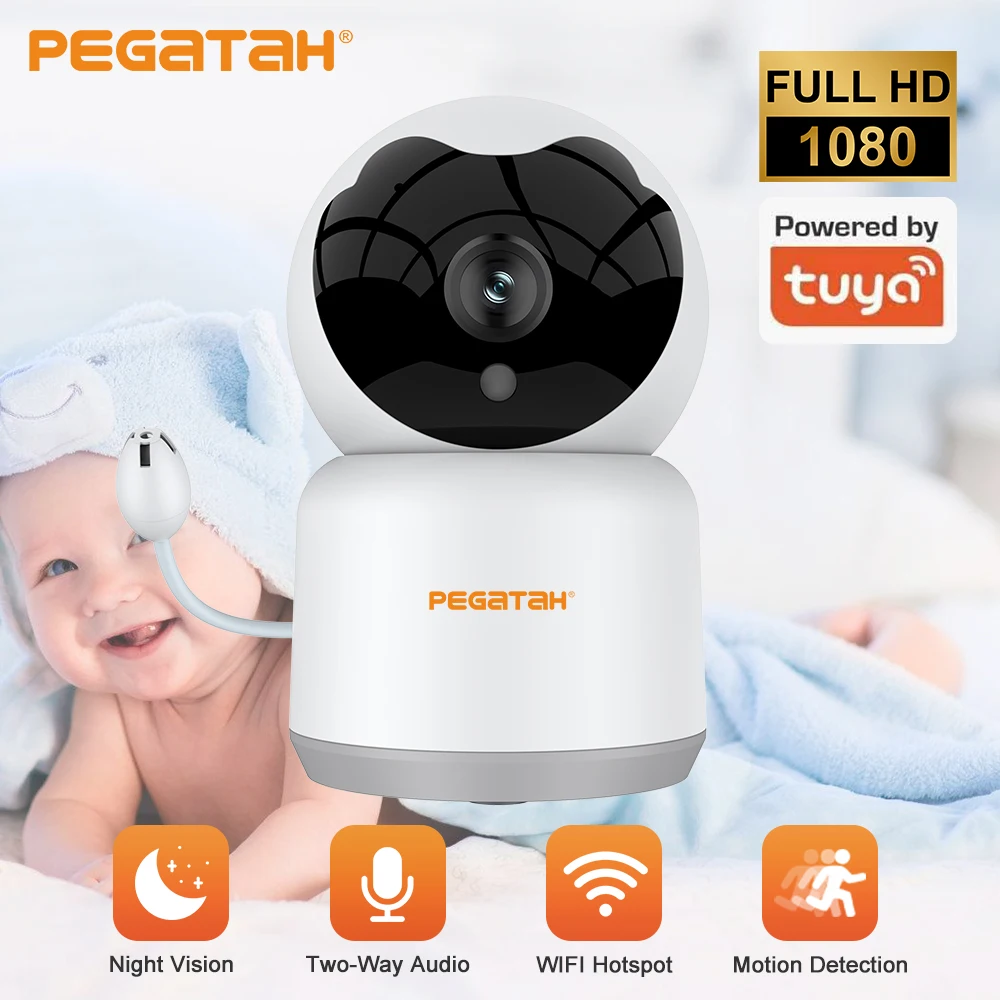 Çift ekranlı WiFi kamera bebek izleme monitörü gece görüş 1080P kapalı Mini İki yönlü ses PTZ IP kamera CCTV gözetim kameraları