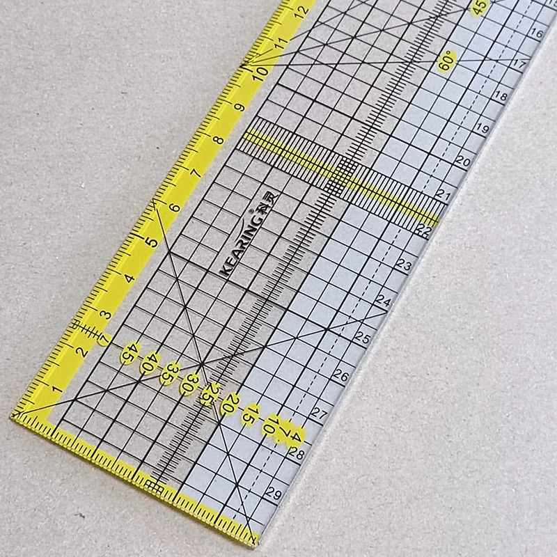 30cm Acrylic Tailor\'s Ruler with Reinforced Steel Edge for Blade Protection