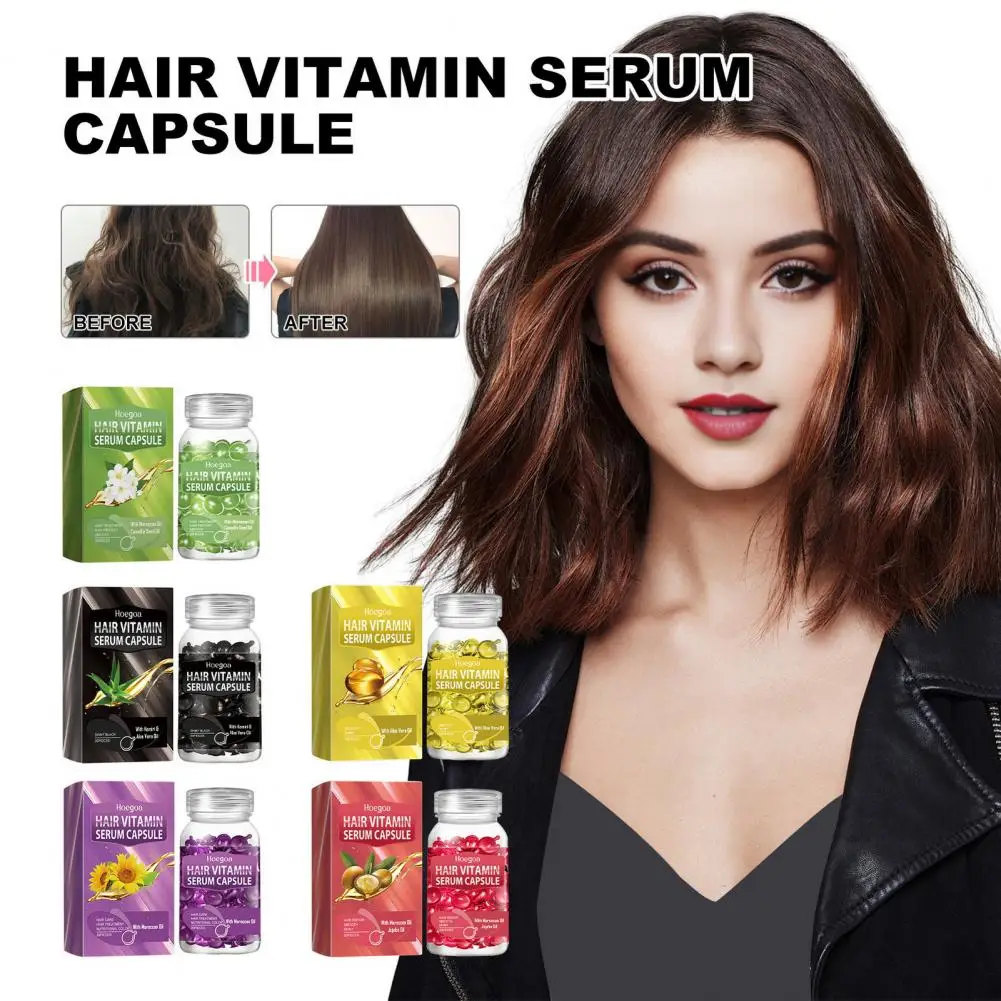 

30Pcs Hair Serum Capsule Frizzy Damaged Dry Split End Hair Treatment Moroccan Oil Vitamin C E Hair Care Essential Oil Capsule