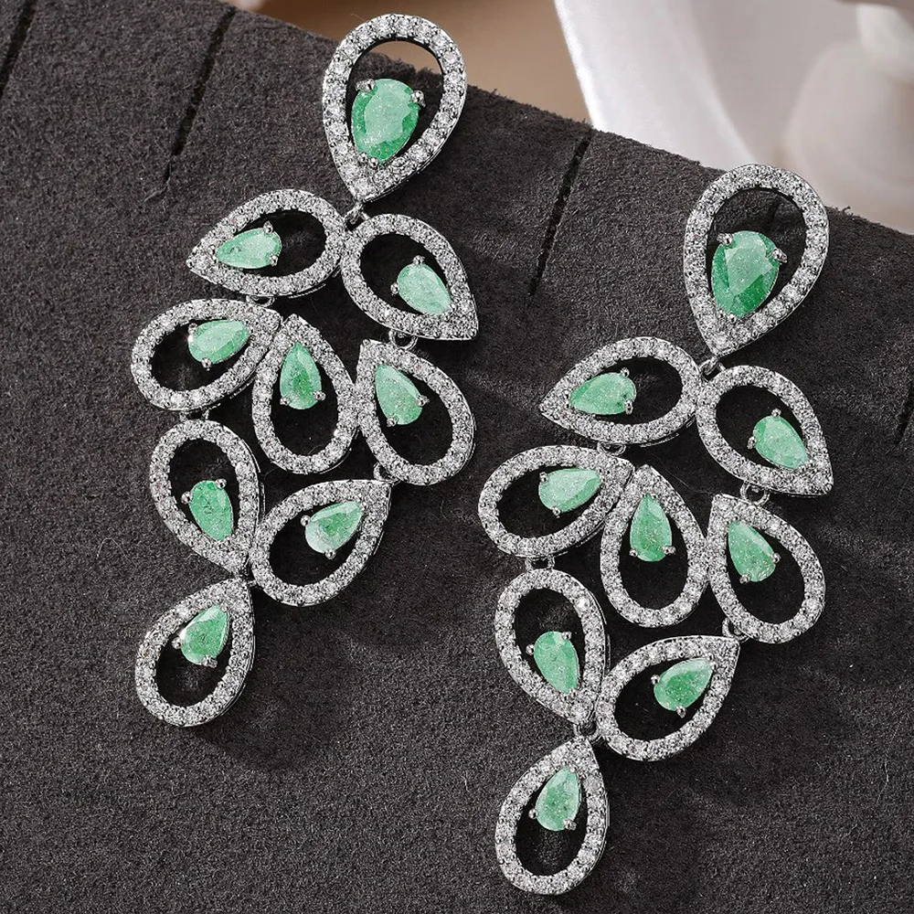 GODKI Big Brazilian High Jewelry Multi Zircon Drop Earrings For Women Wedding Dubai Cubic Zircon Party Jewelry