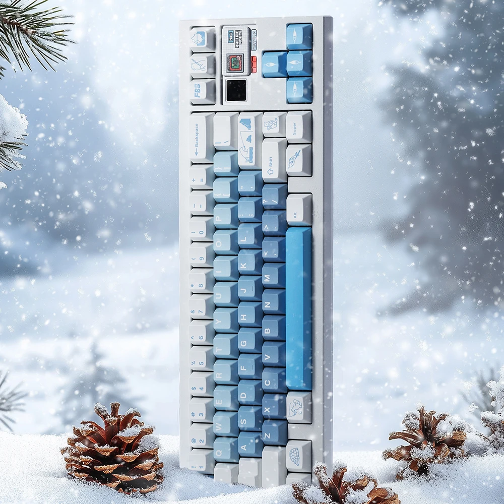 FBB Keycaps Polar Bear PBT Keycap مجموعة التسامي للوحات المفاتيح الميكانيكية 60%، 75%، 80%، 96%، 100% ملحقات ألعاب الكمبيوتر الشخصي