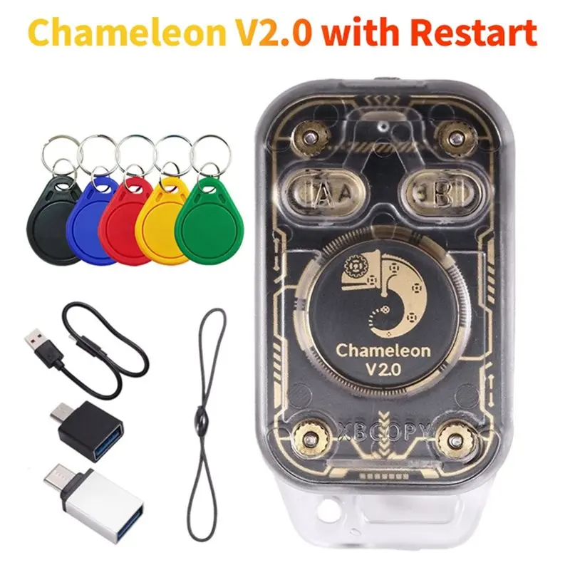 LXYB18B Chameleon Ultra V2.0 RFID Smart Chip Reader Emulator+ 5XUID Keychain Duplicator 125K 13.56Mhz Card Decoder