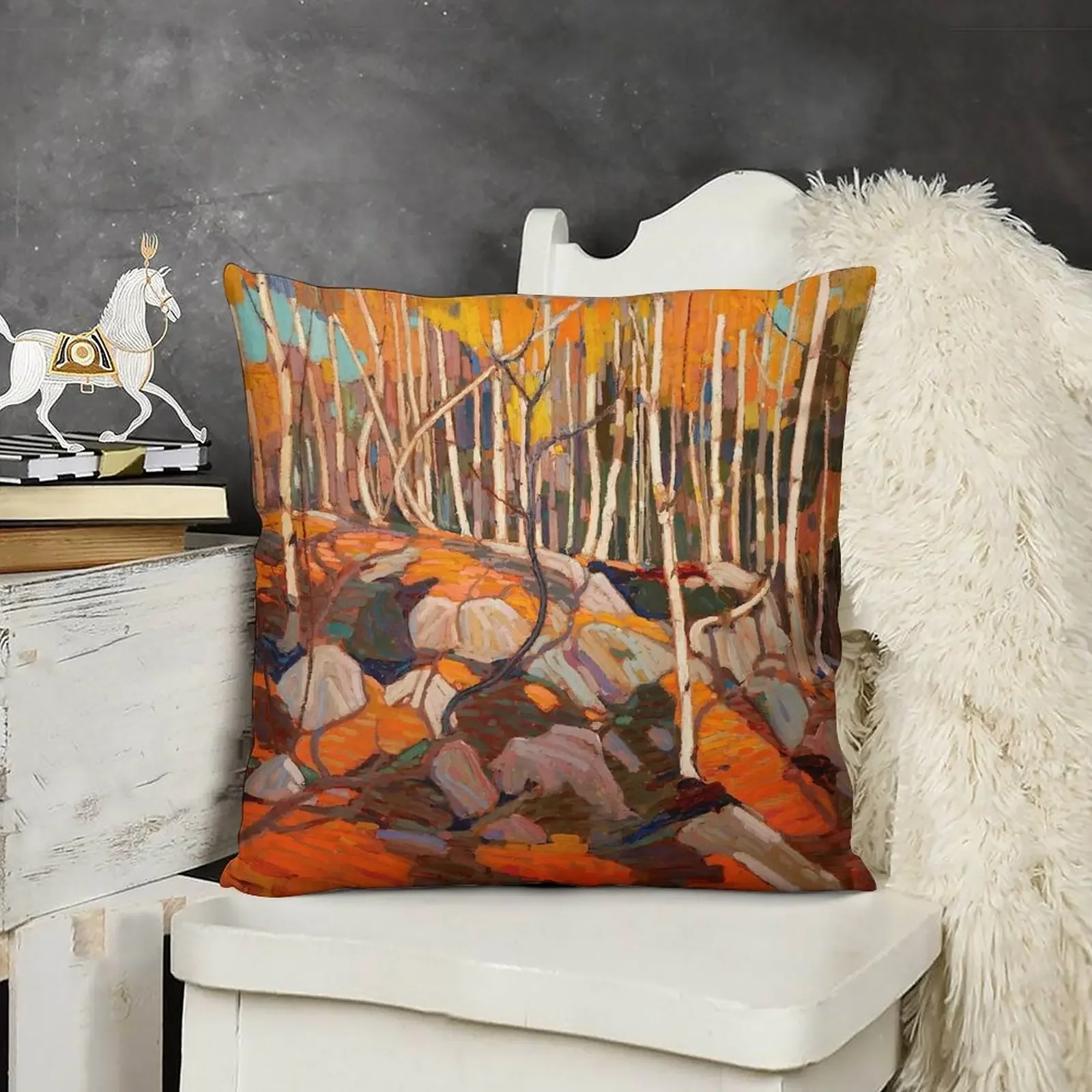 

Tom Thomson - The Birch Grove, Autumn - 1915-16 Throw Pillow Cushions Cover Cushions For Children pillow