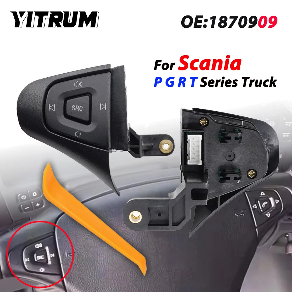 YITRUM NEW Volume control Switch Steering Wheel Button Knob Autocruise Menus 1870909 1870910 For Scania P G R T Series Truck