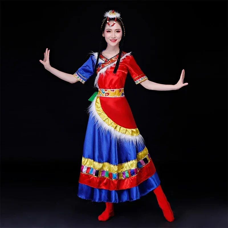 High quality Tibetan dance performance costumes Ethnic minority dance performance costumes Xizang Zhuoma Square dance suit