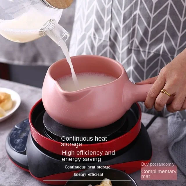 

Ceramic Small Milk Pot Single Handle Hot Milk Baby Single Mini Casserole Net Red Japanese-style Belt Casserole Tea