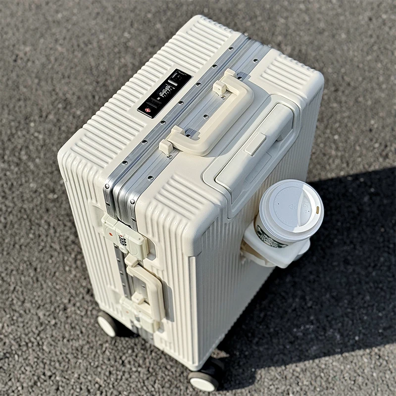 

Надежный чемодан Lage из АБС-пластика + ПК с алюминиевой рамой, верхняя откидная крышка с передним отверстием, большая емкость 24 26 28 дюймов