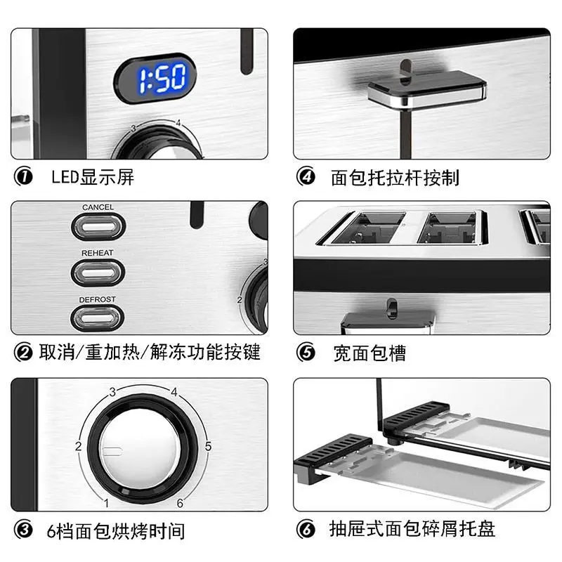 European Style Sandwich Breakfast Maker with Stainless Steel Home Toaster for Office Workers Factory Direct Shipping
