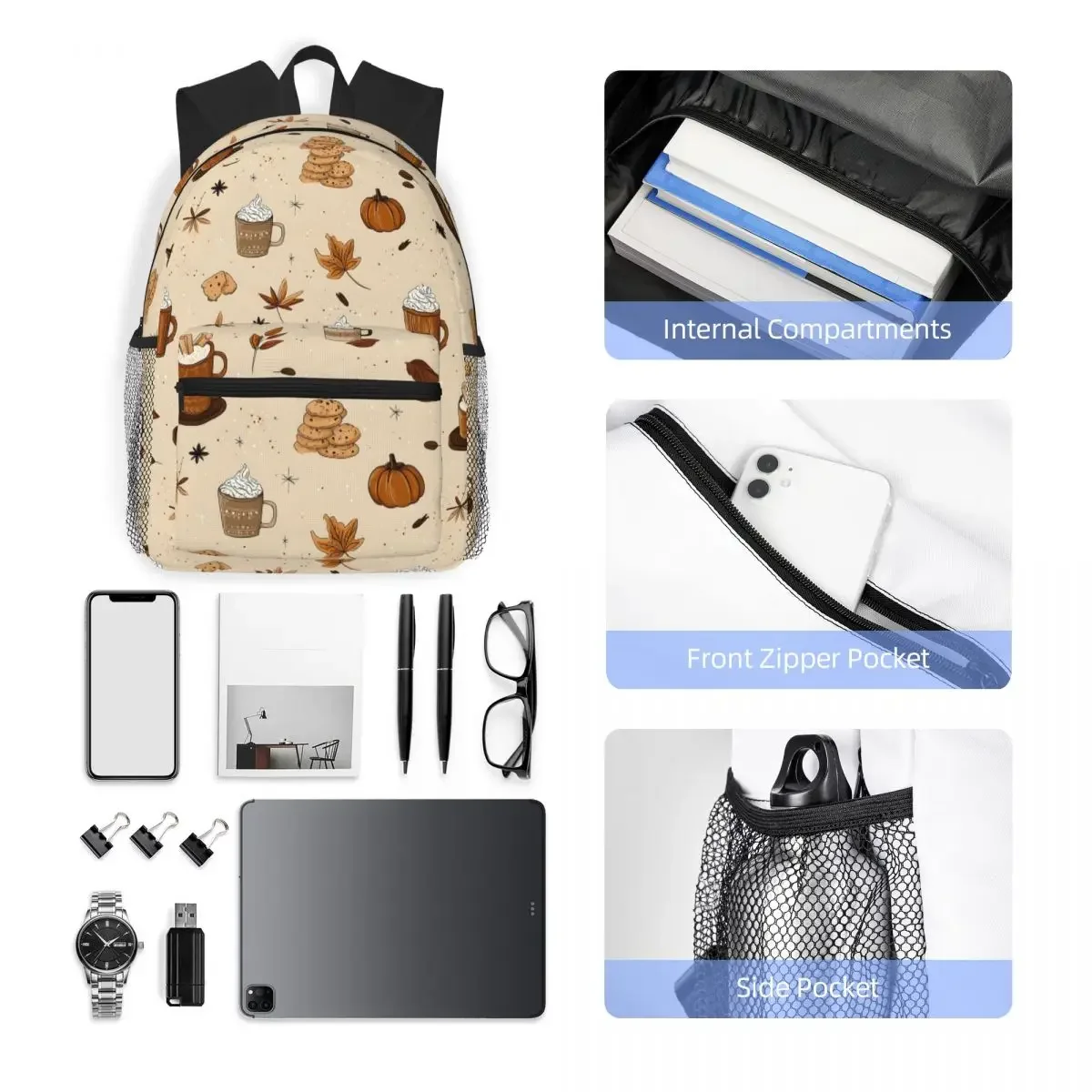 حقيبة ظهر Fall Fantasy Daypack ذات سعة كبيرة للأطفال حقيبة كتب مدرسية حقائب كتف للرجال والنساء