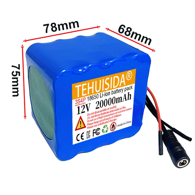 14.8V 4S4P 16000mAh 18650 lithium-ion rechargeable battery pack with built-in BMS for night fishing light heater backup battery