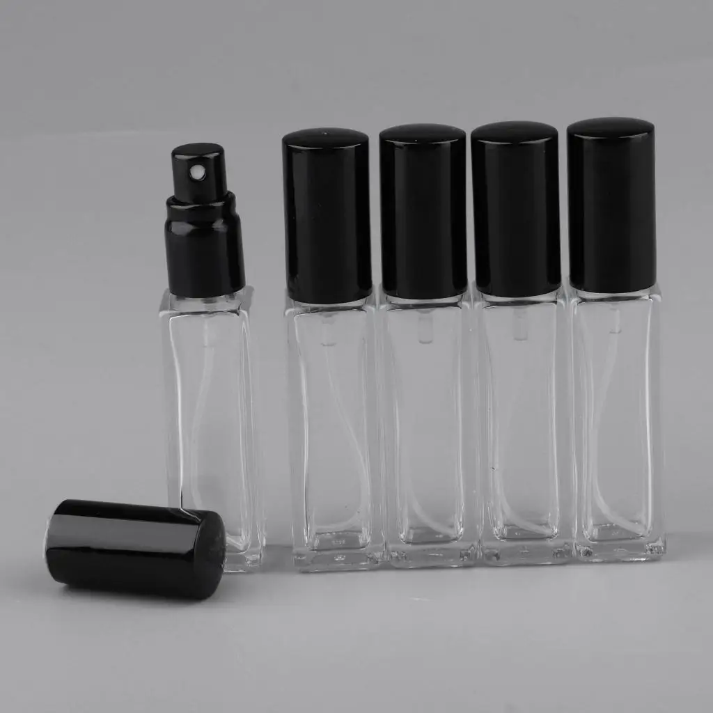 2-6pack 5x 8ml Refillable Perfume Atomizer Empty Spray Bottle Black Cap