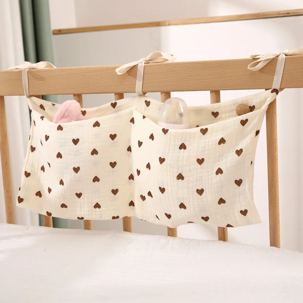 New 2 Pockets Crib Hanging Storage Bag Portable Folding Baby Bedside Bag Multi-Function Lightweight Cot Bed Bag Baby Newborn