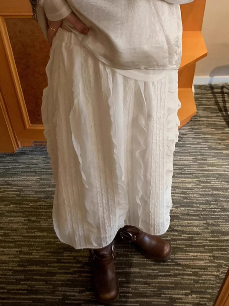 

High Waist f Body Skirt with Wave Lace Design Korean Sle Long Skirt for Women Spring New Sle Age Reduction Trendy